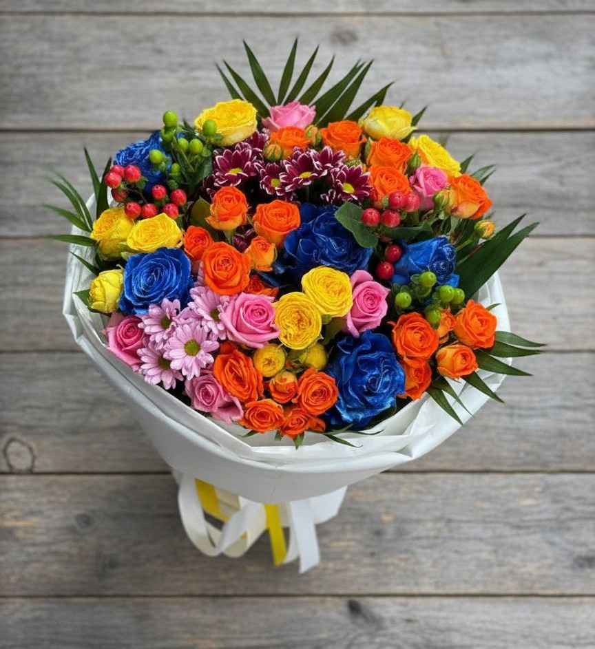 Букет цветов из: Розы и Хризантемы в Абатское