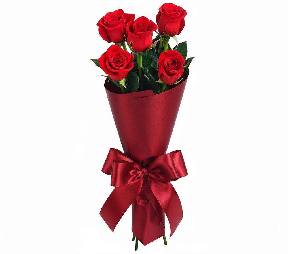 Букет 5 Красных роз Эдлесс Лав в Абатское