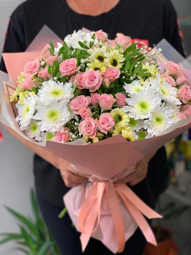 Букет цветов из: Розы и Хризантемы в Абатское