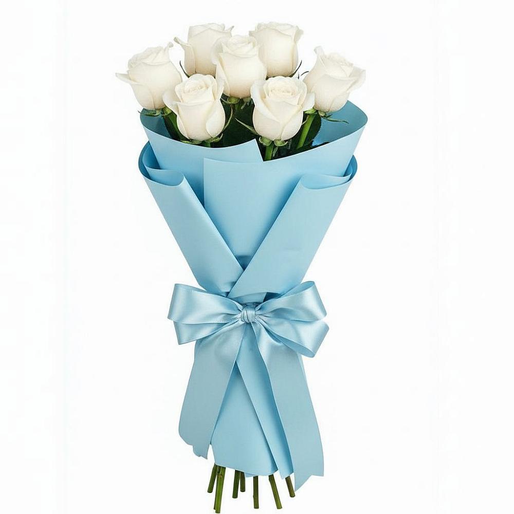 Букет 7 белых роз Проуд в Абатское