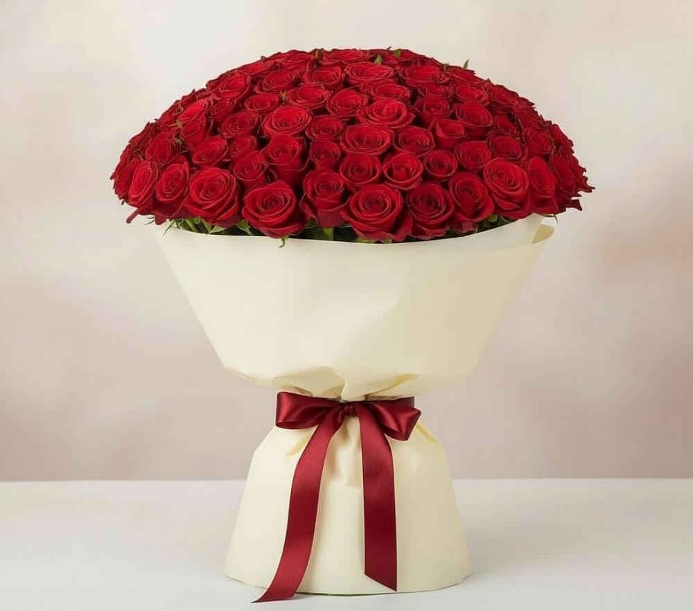 Букет 101 Красная роза Милано в Абатское