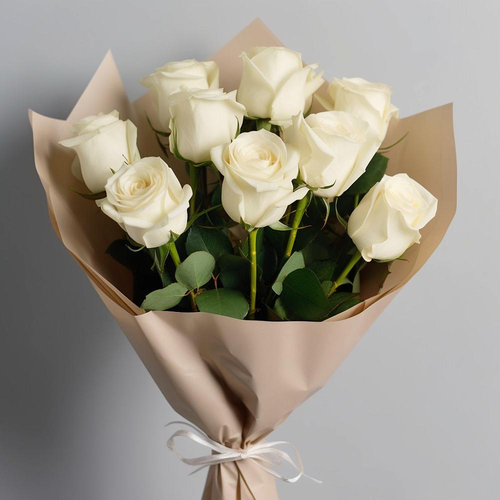 Букет 9 Белых роз Эдлесс Лав в Абатское