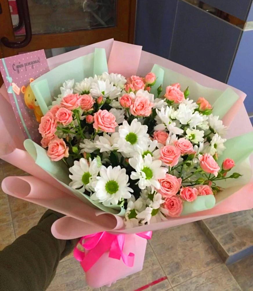 Букет цветов из: Розы и Хризантемы в Абатское