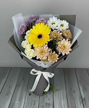 Букет цветов из:  Розы, Герберы и Хризантемы в Абатское