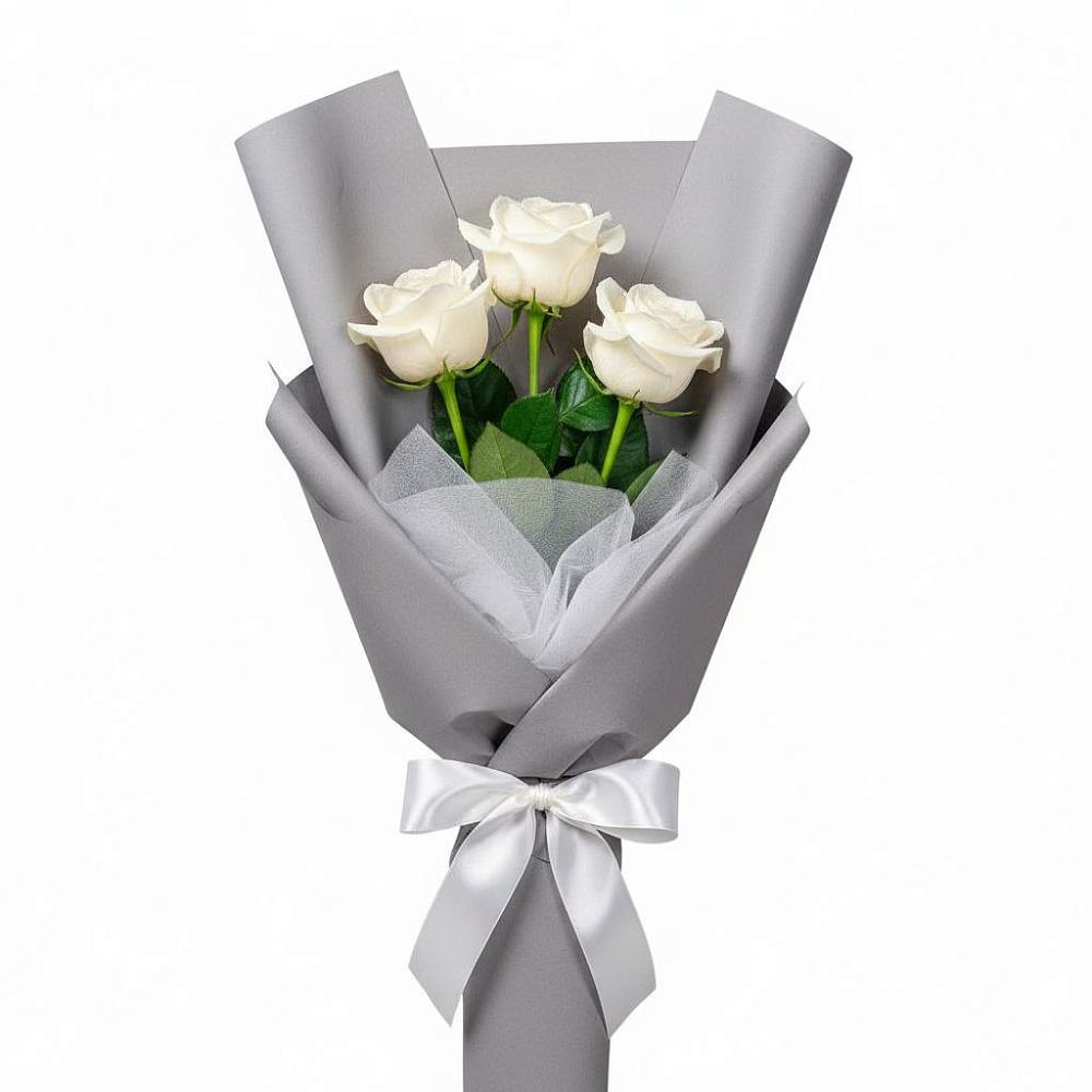 Букет 3 белые розы в Абатское