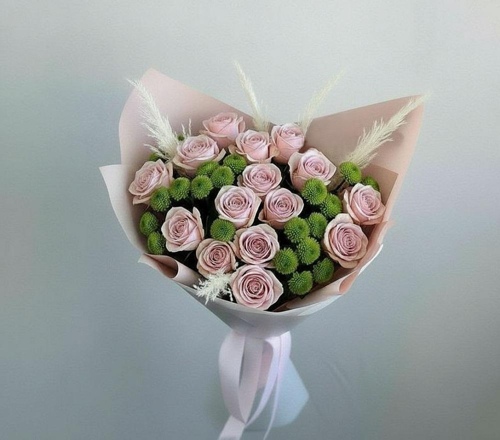 Букет цветов из: Розы и Хризантемы в Абатское