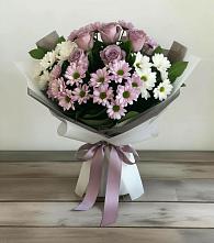 Букет цветов из:  Хризантемы и Розы в Абатское