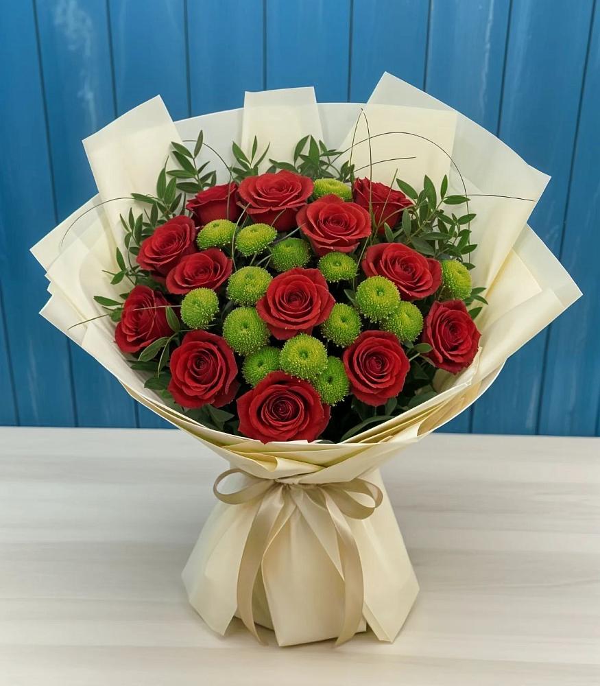 Букет цветов из: Розы и Хризантемы в Абатское